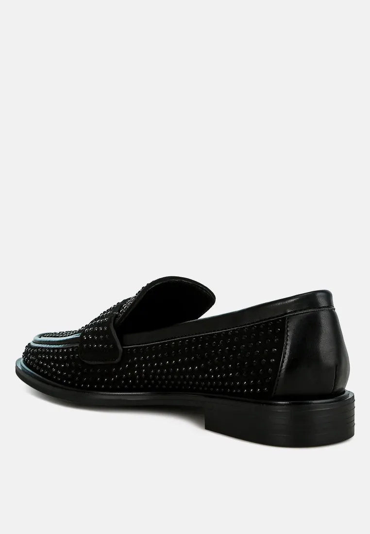 Rhinestones Embellished Loafers By RAG