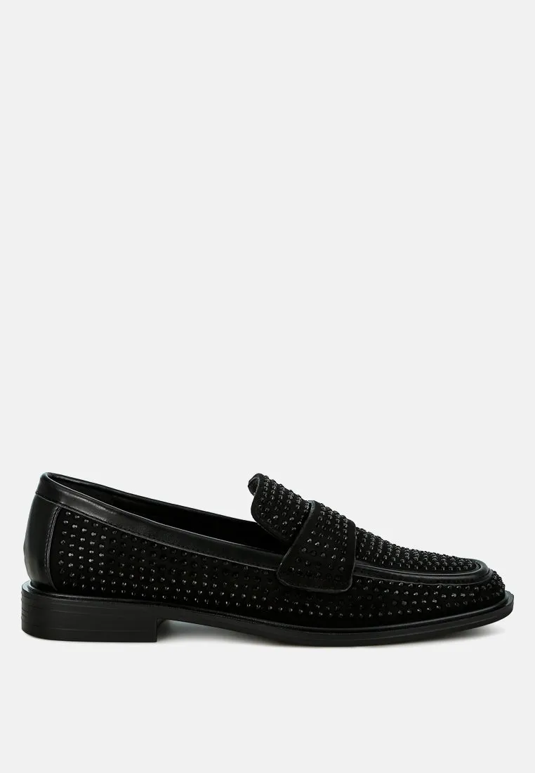 Rhinestones Embellished Loafers By RAG
