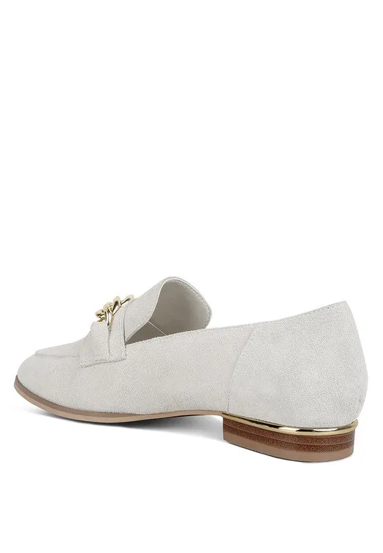 Ricka Chain Embellished Point Toe Loafers