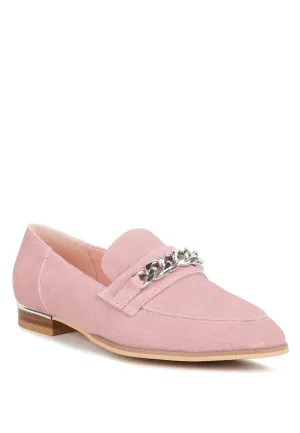 Ricka Chain Embellished Point Toe Loafers