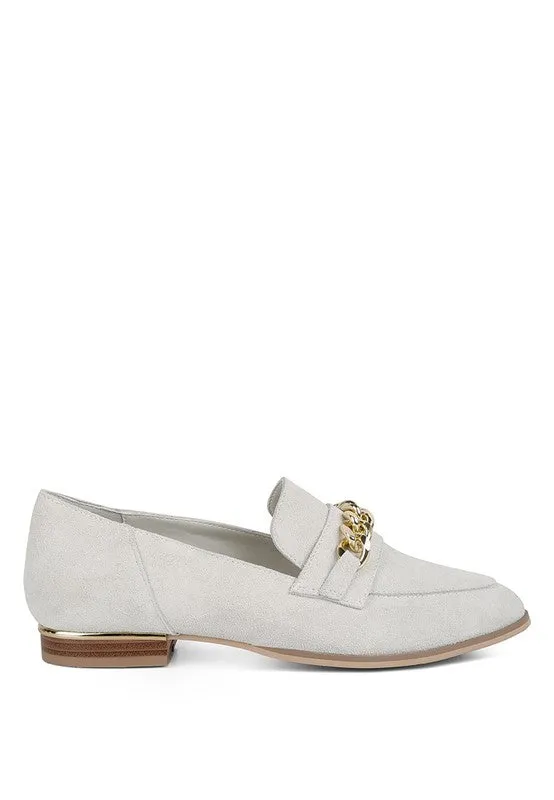 Ricka Chain Embellished Point Toe Loafers