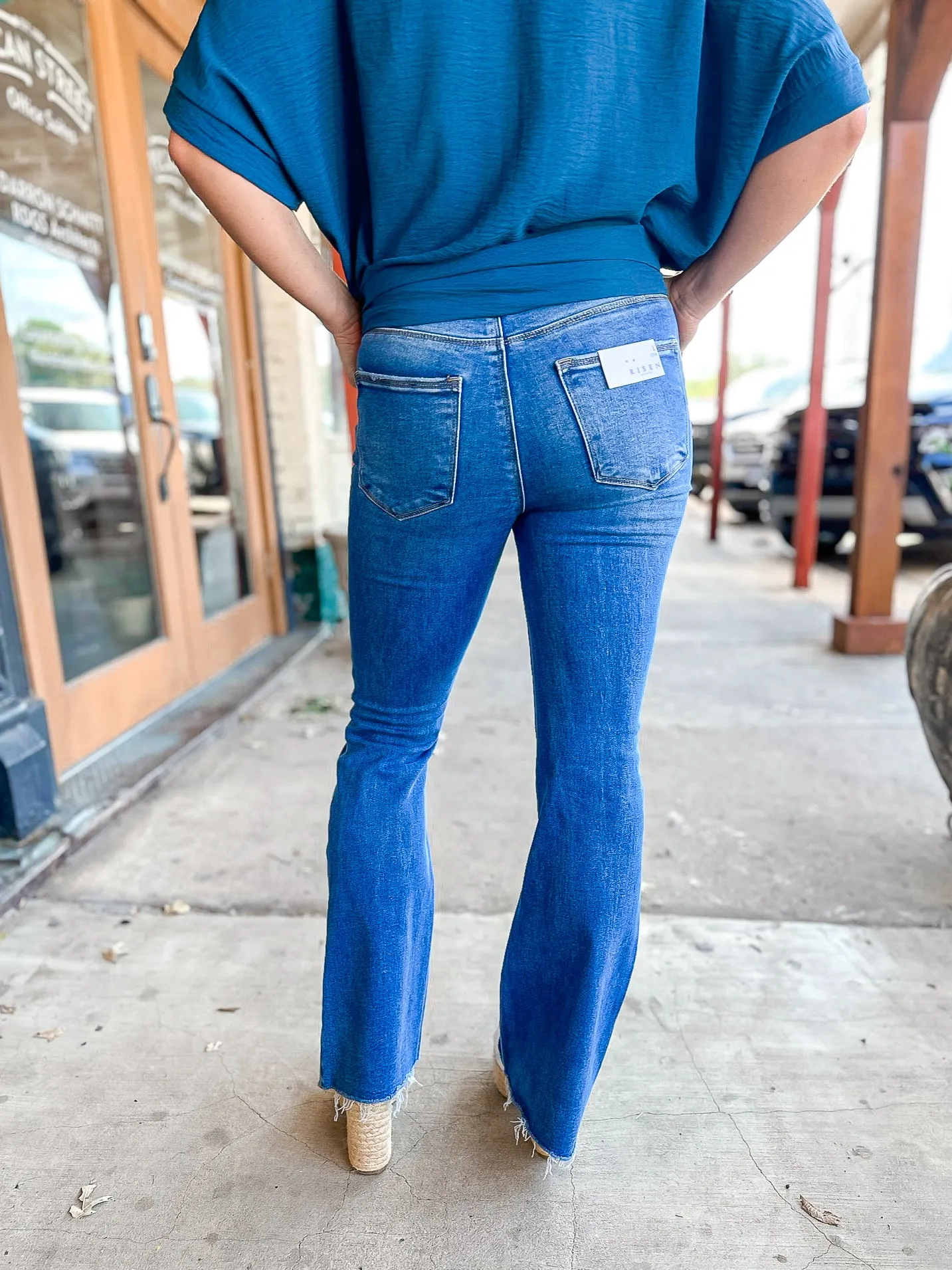 Risen High Rise Raw Cut Hem Bootcut