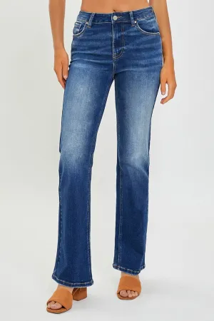 Risen Mid-Rise Dark Wash Relaxed Bootcut Jeans