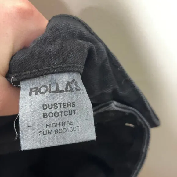 ROLLAS Dusters Bootcut Slim High Rise Jeans Comfort Jet Black {F30}