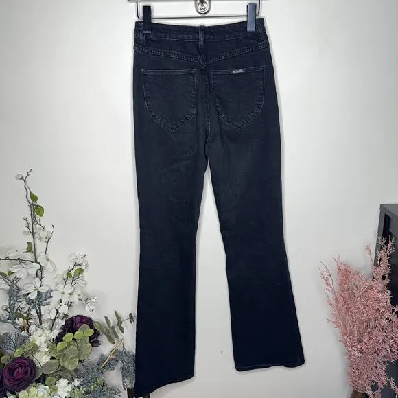 ROLLAS Dusters Bootcut Slim High Rise Jeans Comfort Jet Black {F30}