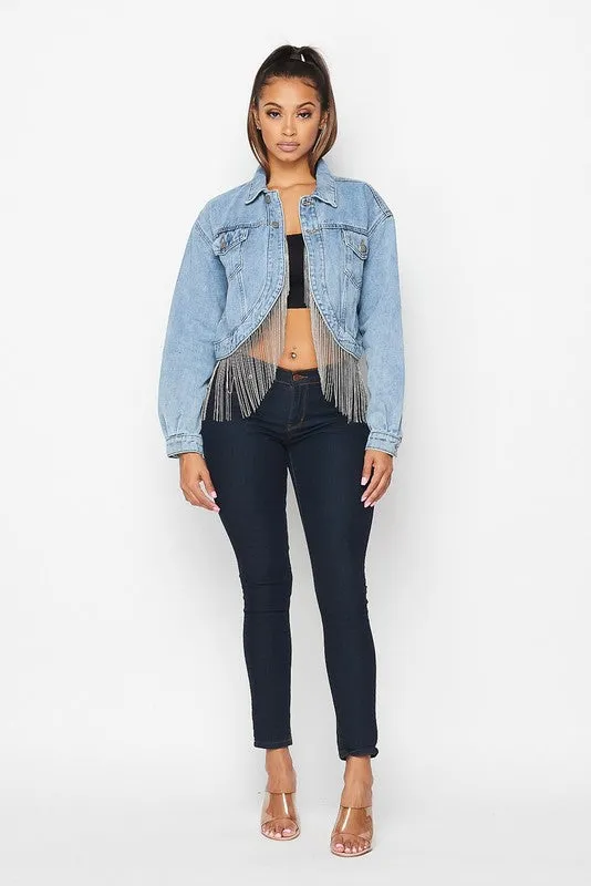ROSALIE FRINGE DENIM JACKET- HOEA7083
