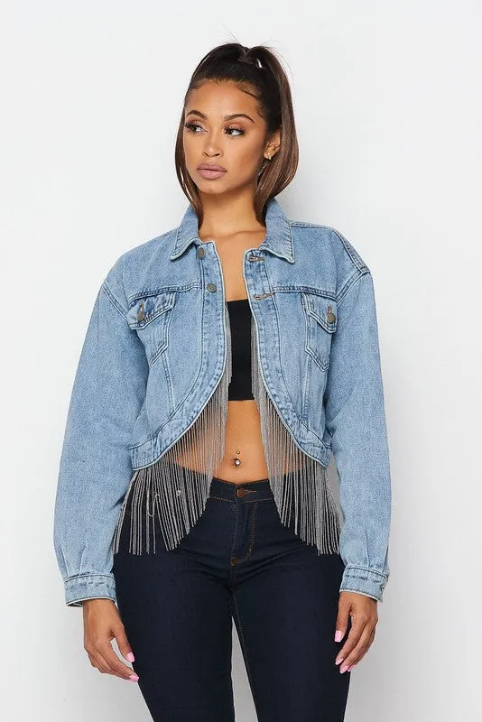 ROSALIE FRINGE DENIM JACKET- HOEA7083