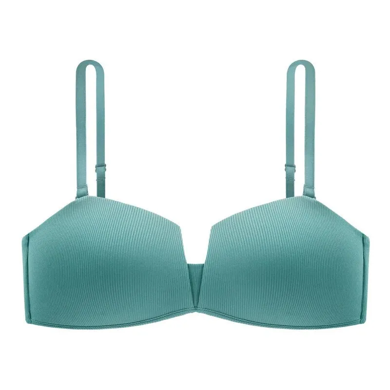 Roseheart Women's Purple Green Sexy Wireless Half Cup Bras - Seamless, Invisible Cup A - C, Nylon One - Piece Active Bras