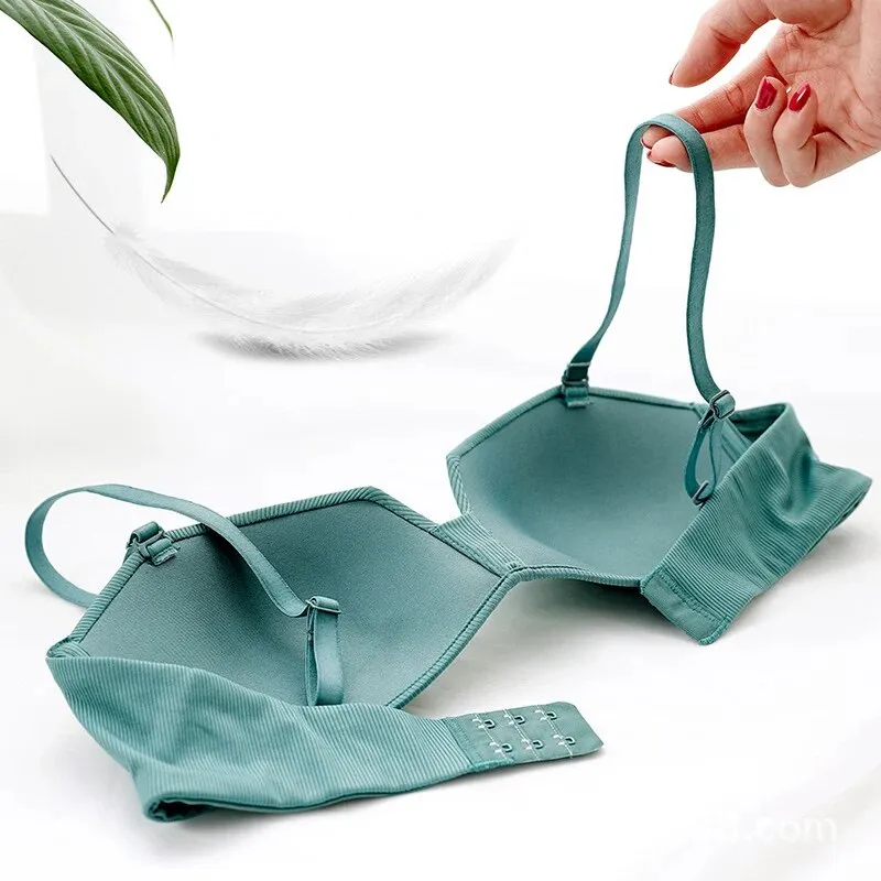 Roseheart Women's Purple Green Sexy Wireless Half Cup Bras - Seamless, Invisible Cup A - C, Nylon One - Piece Active Bras