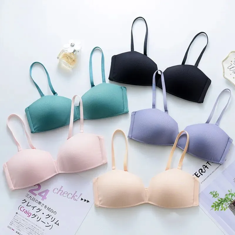 Roseheart Women's Purple Green Sexy Wireless Half Cup Bras - Seamless, Invisible Cup A - C, Nylon One - Piece Active Bras
