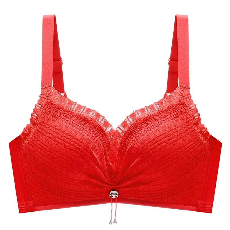 Roseheart Women's Sexy Wireless Bras Lace Trim Bra Sets, Cup A - B Plus, Big Size