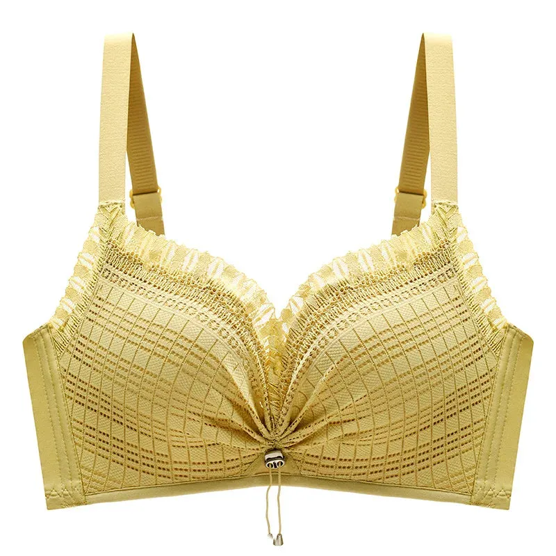 Roseheart Women's Sexy Wireless Bras Lace Trim Bra Sets, Cup A - B Plus, Big Size