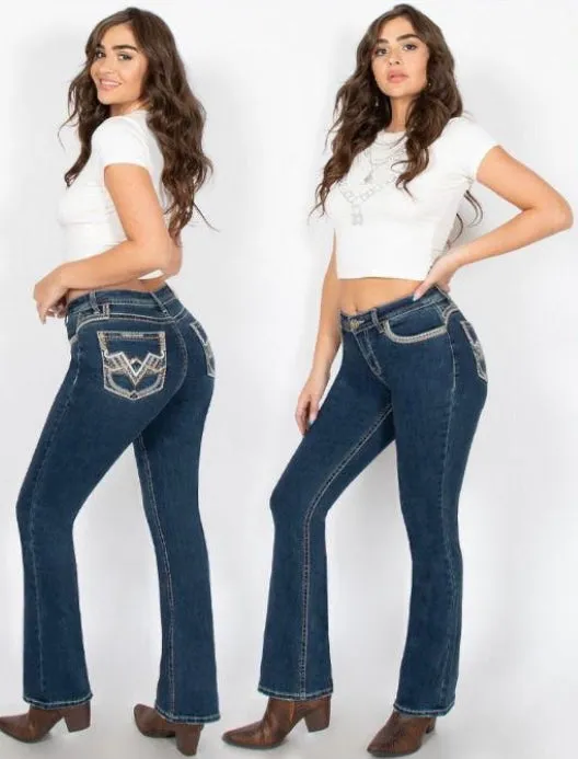 Rosemary Denim Western Embroidered Bootcut Jeans