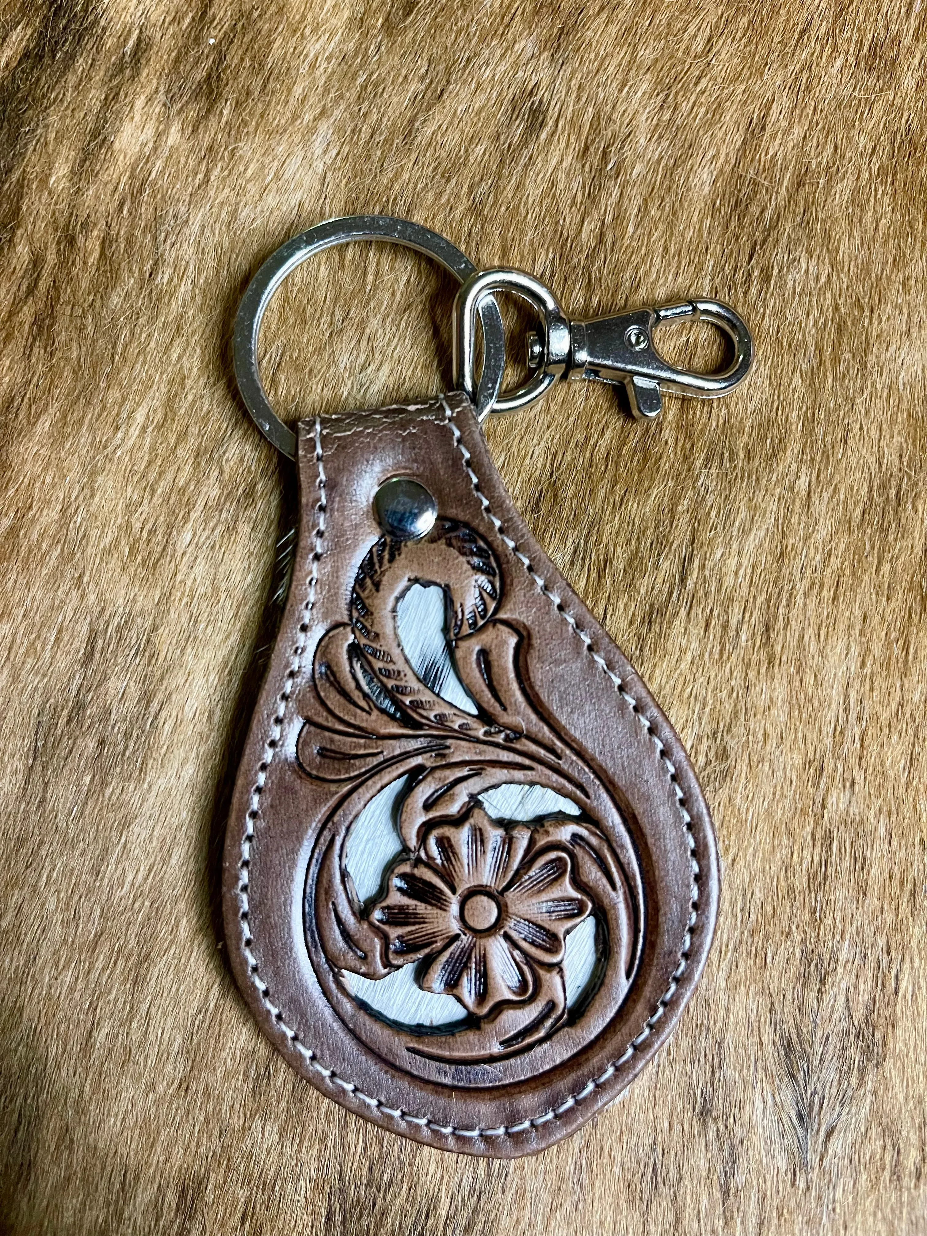 Round Leather Keychains