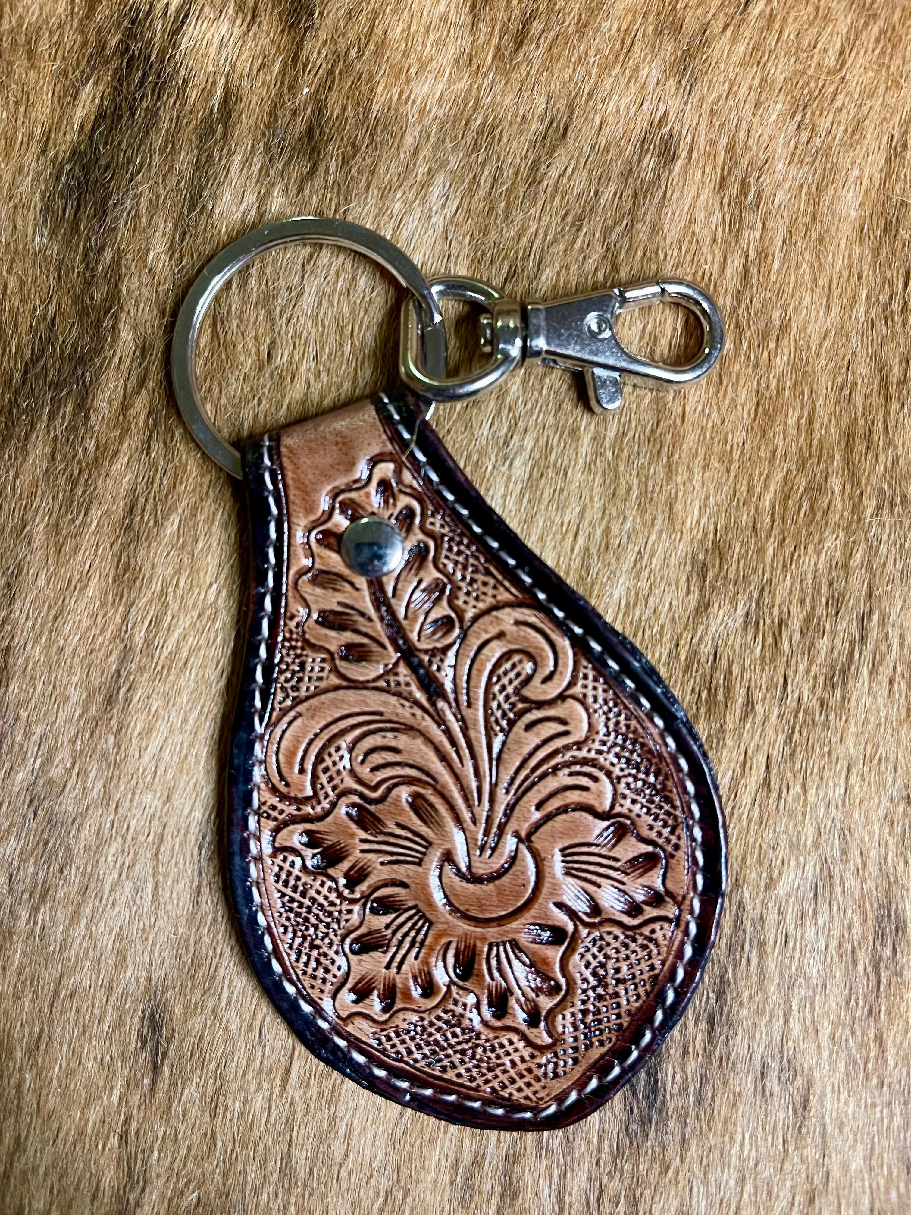 Round Leather Keychains