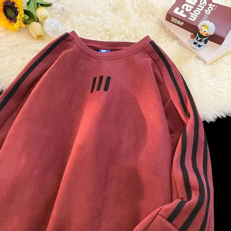Round Neck Long Sleeves Hoodies Y2k Sweatshirt Retro Coat Hooded Shirt