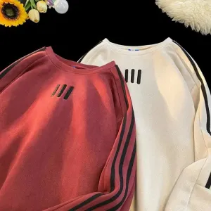 Round Neck Long Sleeves Hoodies Y2k Sweatshirt Retro Coat Hooded Shirt