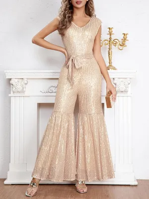Ruffled Glitter Sleeveless Jumpsuits MCW1117