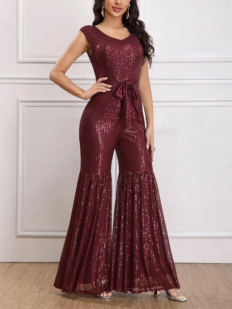 Ruffled Glitter Sleeveless Jumpsuits MCW1117