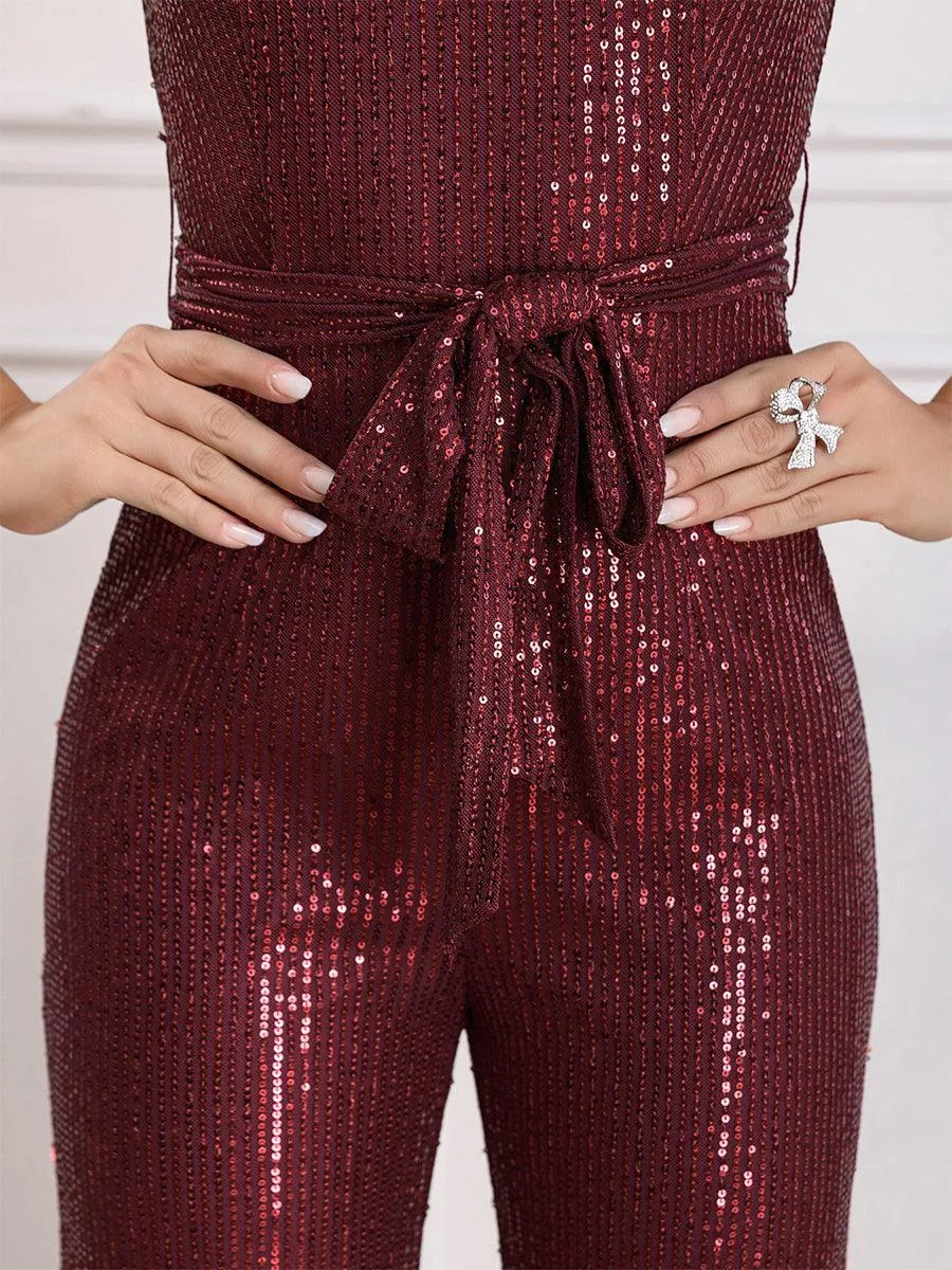 Ruffled Glitter Sleeveless Jumpsuits MCW1117