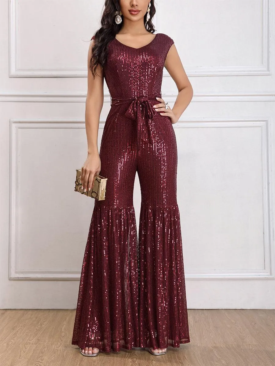 Ruffled Glitter Sleeveless Jumpsuits MCW1117