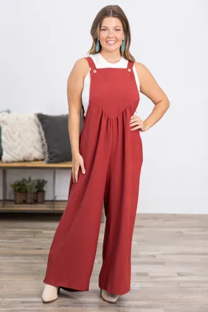 Rust Wide Leg Overalls