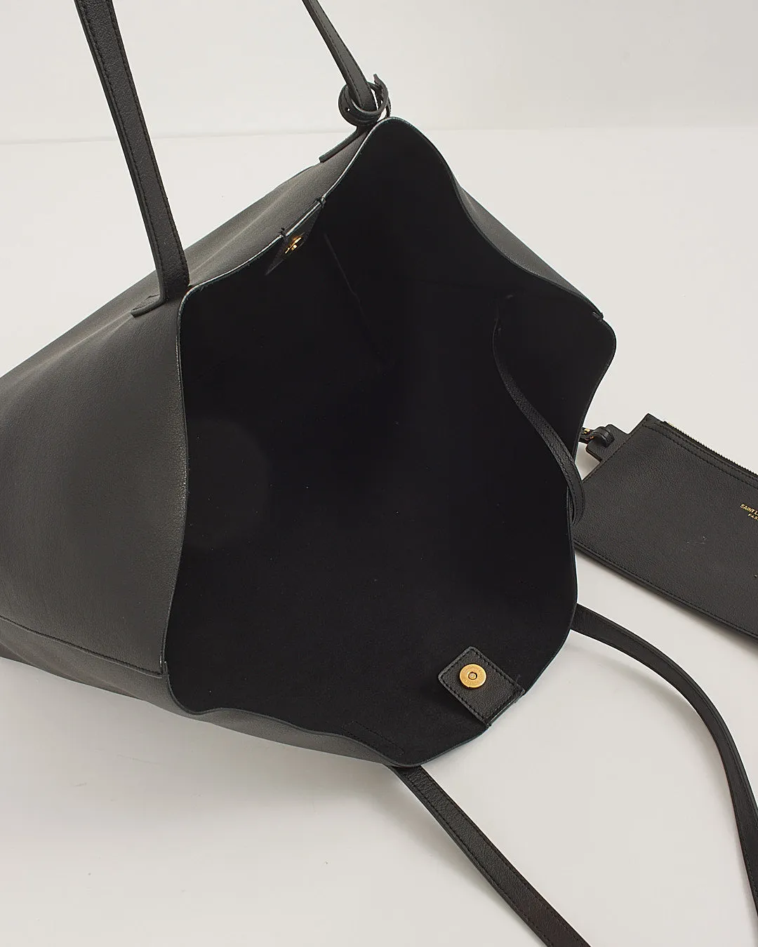 Saint Laurent Black Leather East/West Shopping Tote