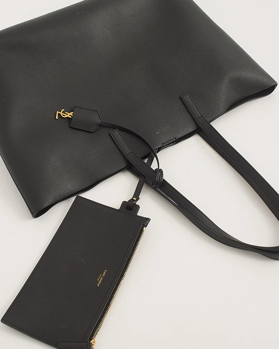 Saint Laurent Black Leather East/West Shopping Tote