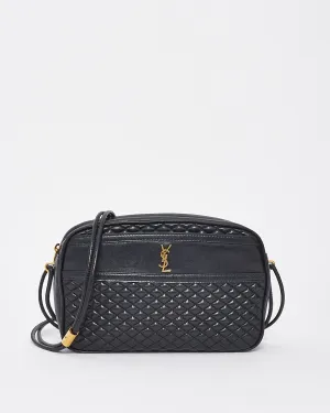 Saint Laurent Black Leather Victoire YSL Monogram Leather Camera Bag