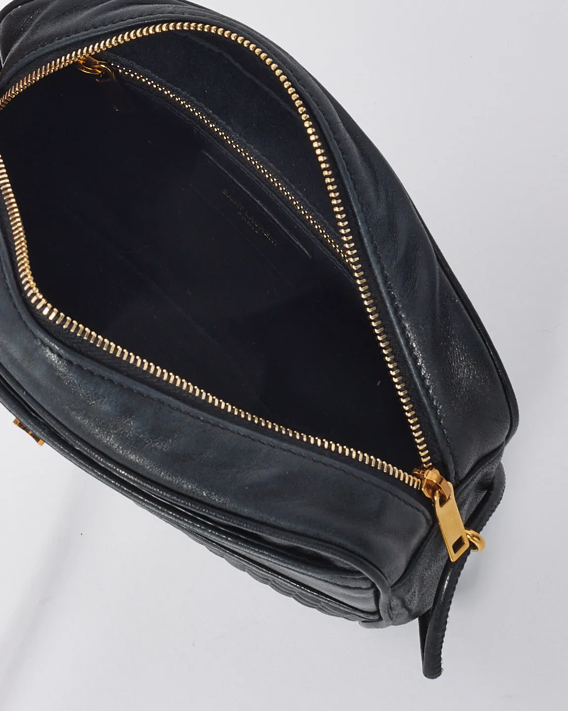 Saint Laurent Black Leather Victoire YSL Monogram Leather Camera Bag