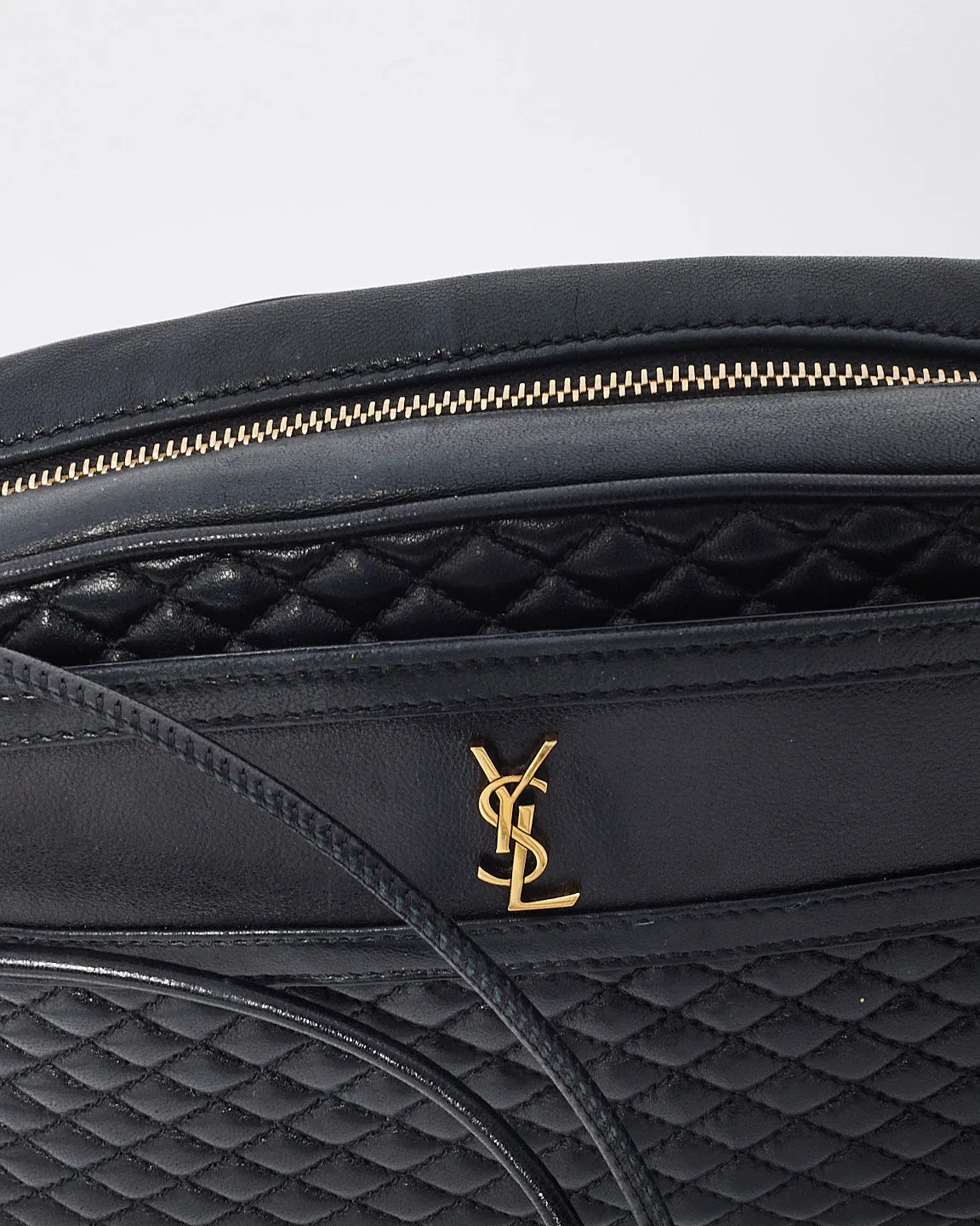 Saint Laurent Black Leather Victoire YSL Monogram Leather Camera Bag