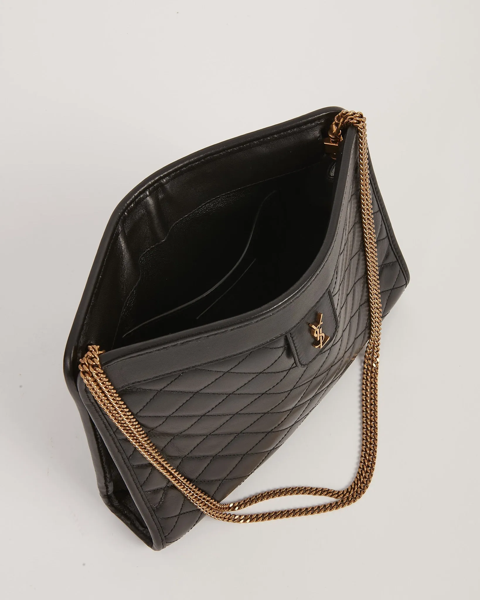 Saint Laurent Black Quilted Logo Victoire Shoulder Bag