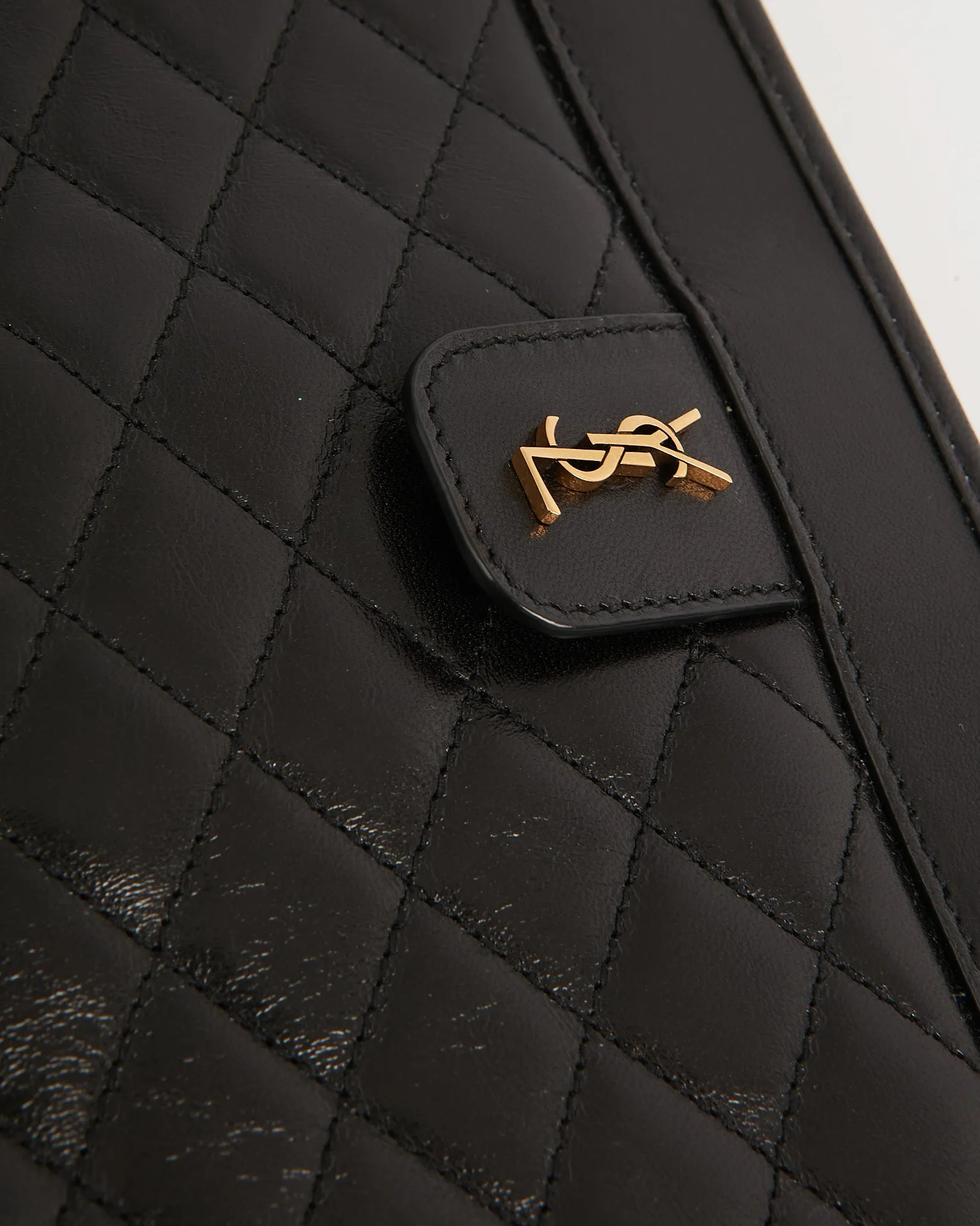Saint Laurent Black Quilted Logo Victoire Shoulder Bag