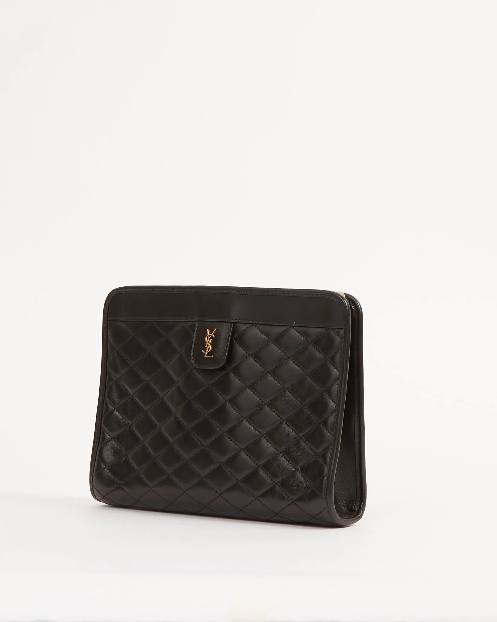 Saint Laurent Black Quilted Logo Victoire Shoulder Bag