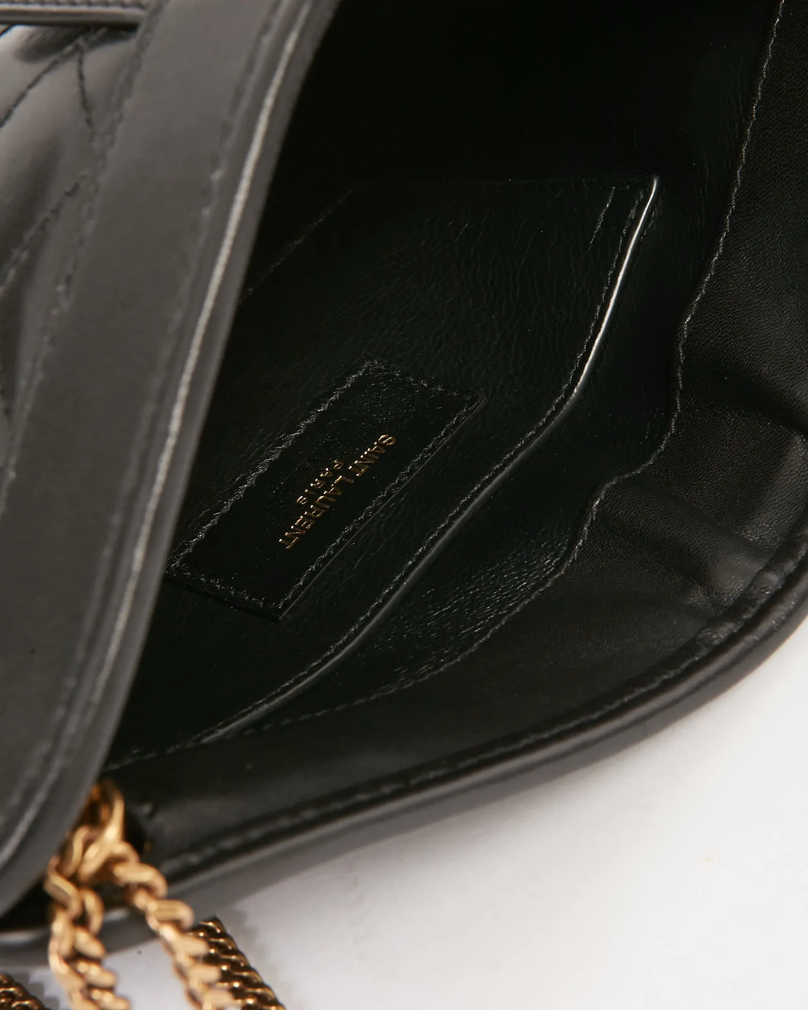 Saint Laurent Black Quilted Logo Victoire Shoulder Bag