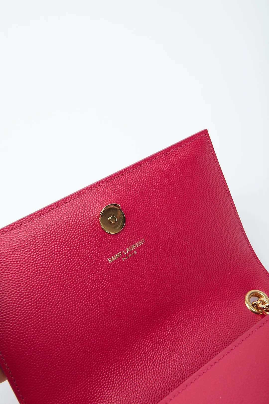 Saint Laurent Fuchsia Leather Small Monogram Kate Chain Bag
