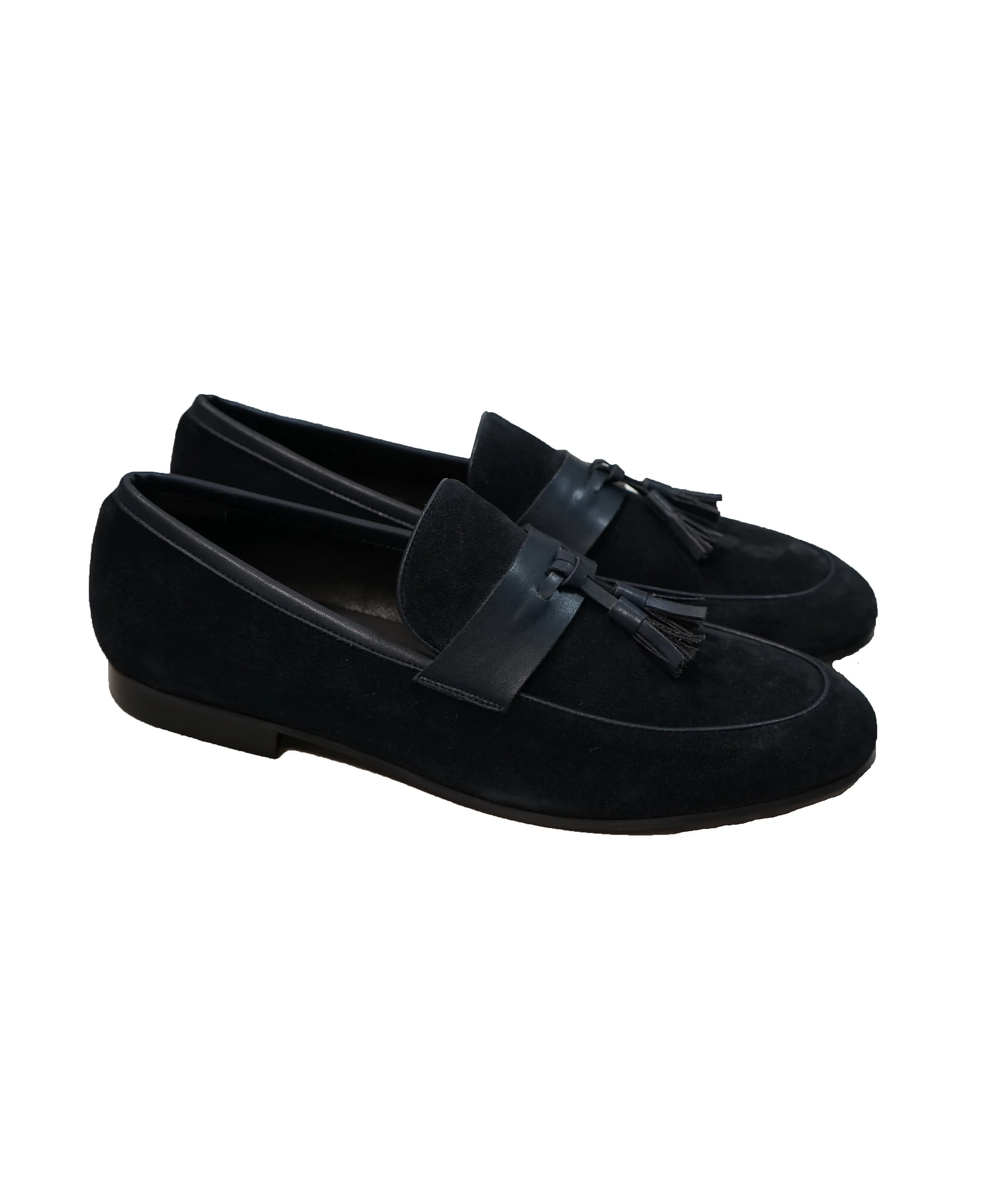 SAKS FIFTH AVENUE- Blue Leather & Suede Tassel Loafers - 11