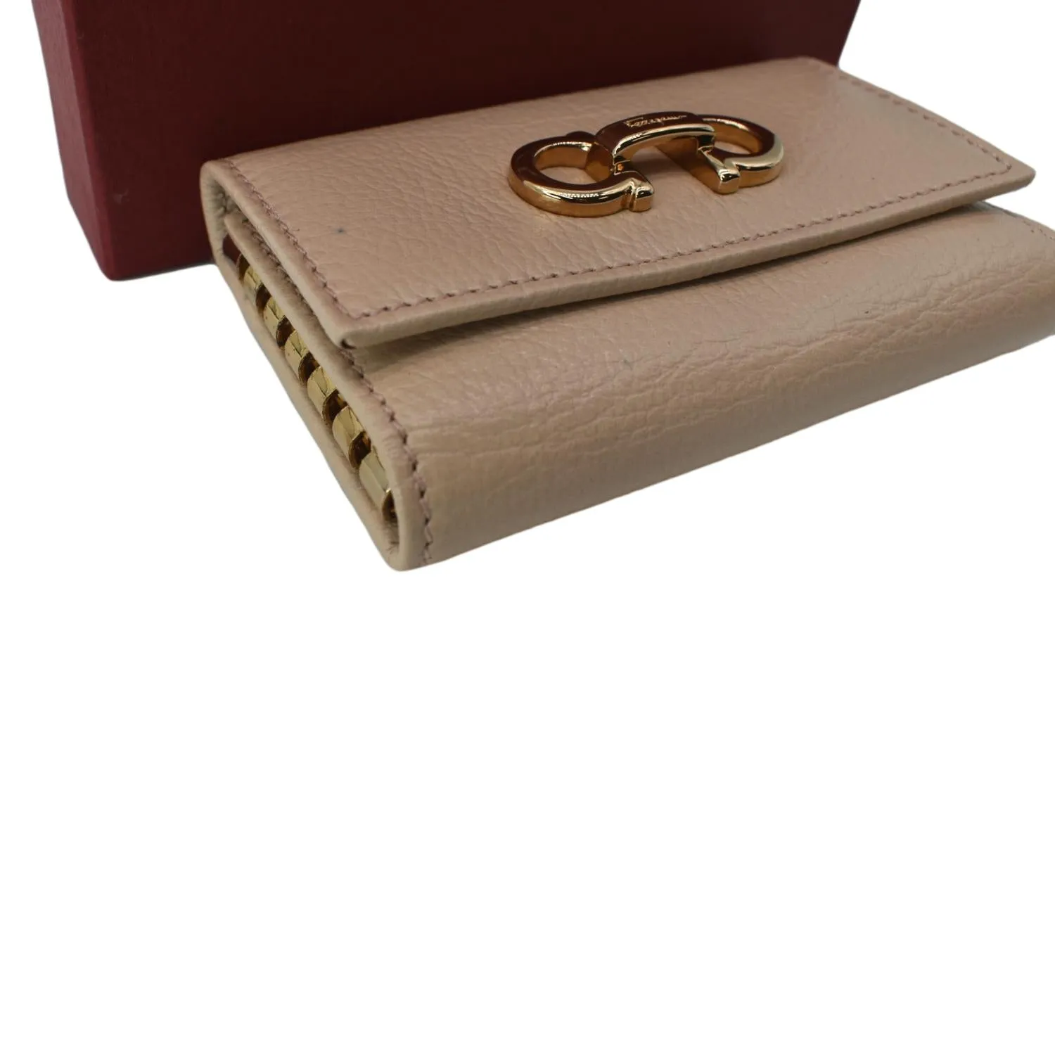 SALVATORE FERRAGAMO Leather Key Holder Beige
