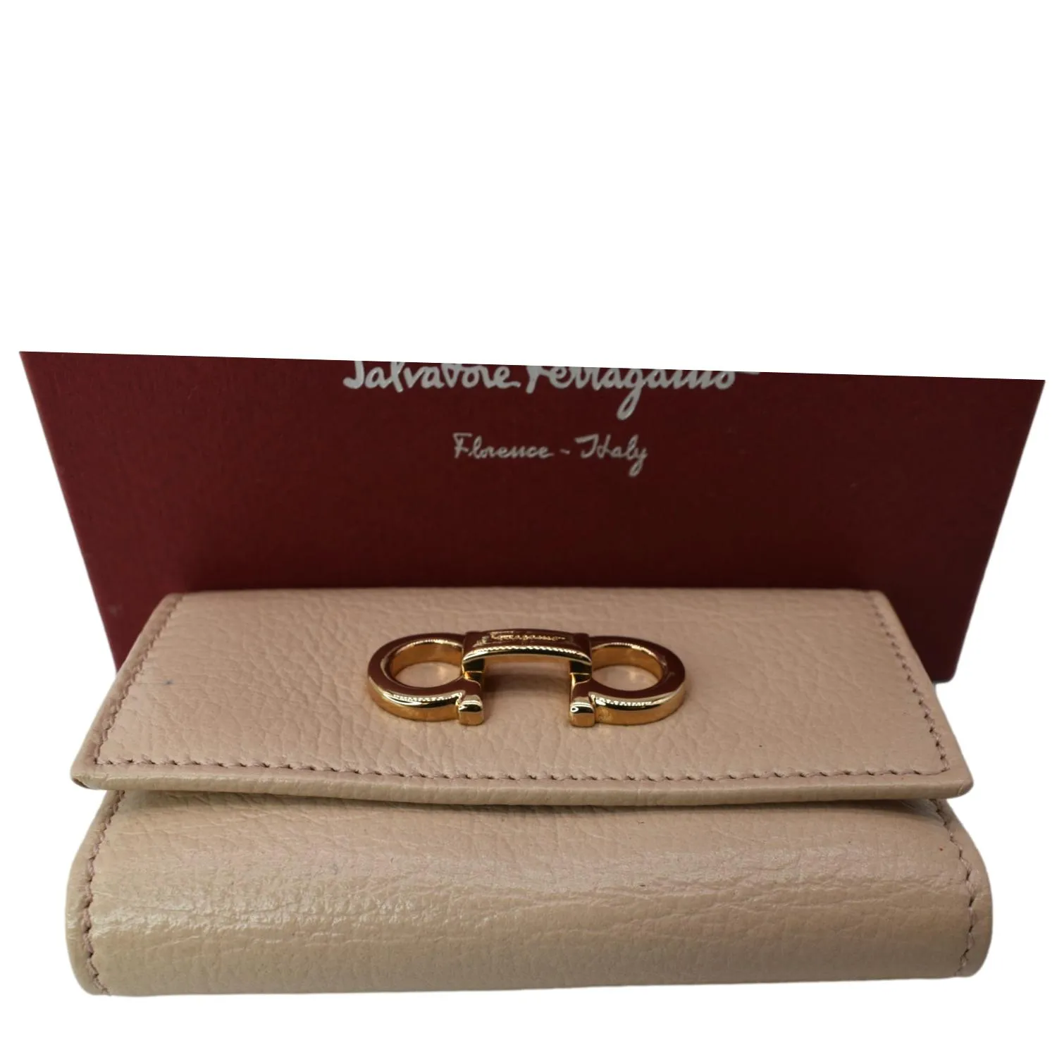 SALVATORE FERRAGAMO Leather Key Holder Beige