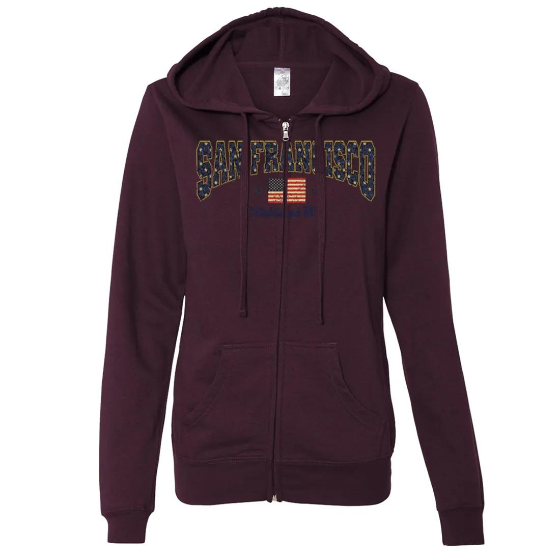 San Francisco Stars Ladies Lightweight Fitted Zip-Up Hoodie