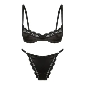 Satin Balconette Underwire Bra and Panties Set