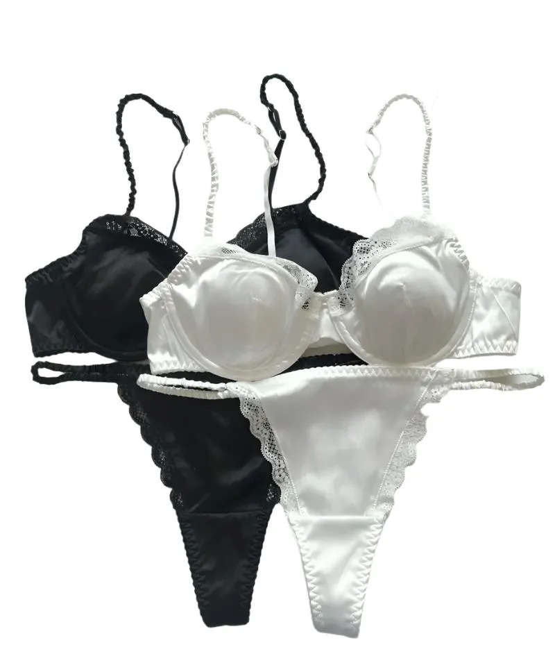 Satin Balconette Underwire Bra and Panties Set
