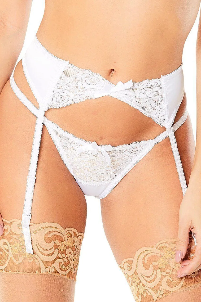 Satin Garterbelt With Lace Front