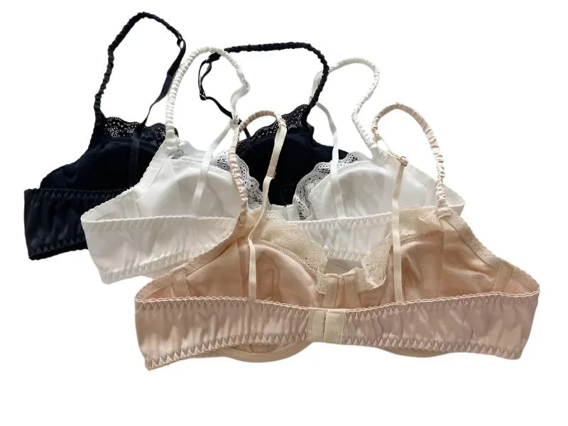 Satin Lace Trim 1/2 Cup Bra