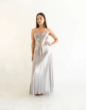 Satin Long Dress With leece Back