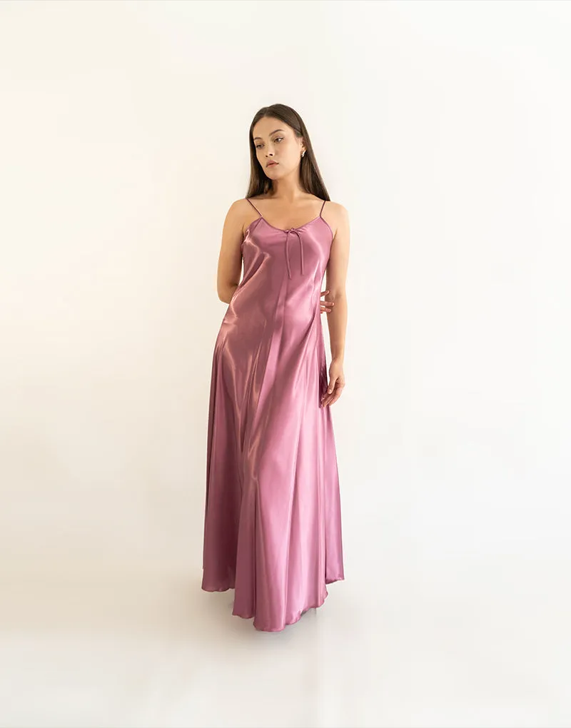 Satin Long Dress With leece Back