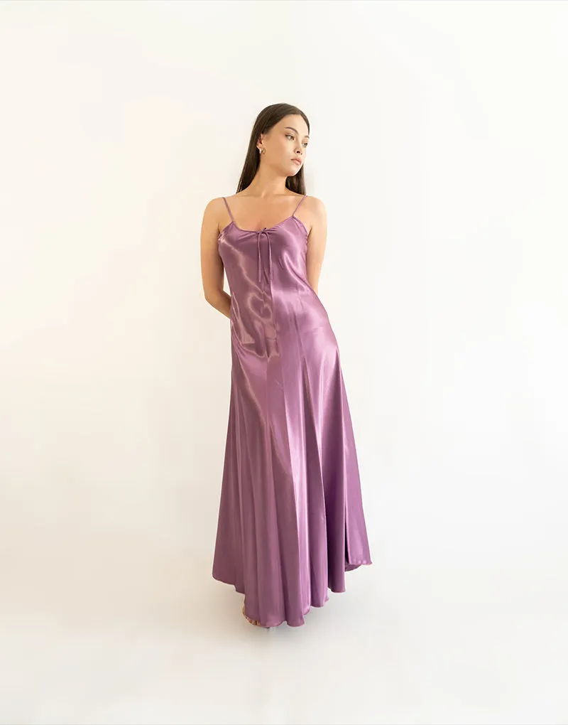 Satin Long Dress With leece Back