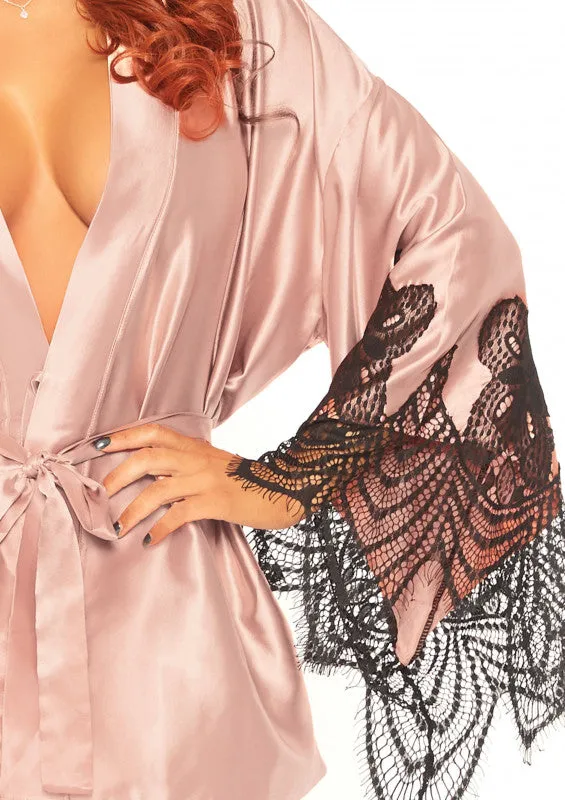 Satin Robe Set - Rose - Medium/large