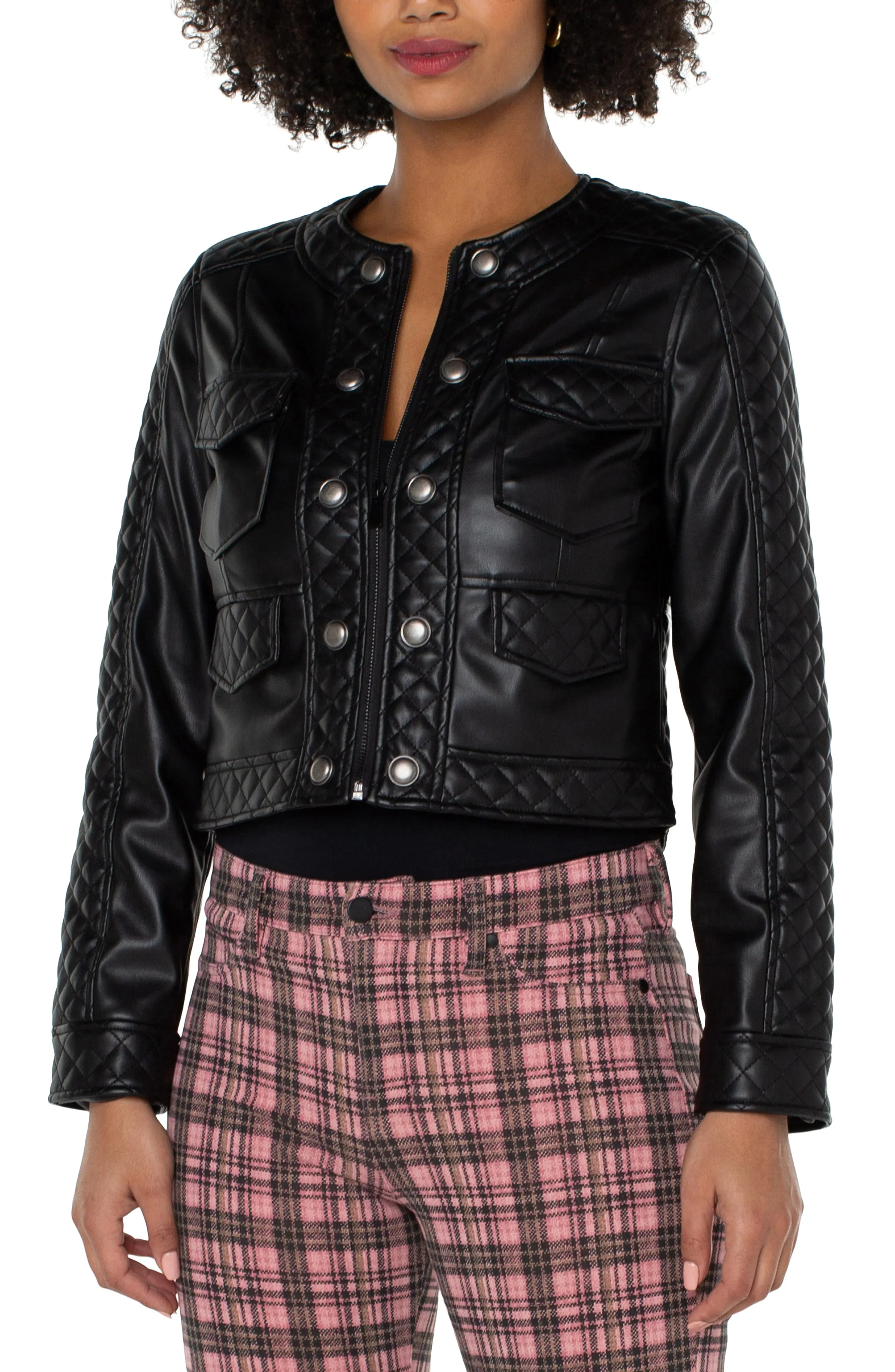 Scoop Neck Quilted Zip Jacket - SALE
