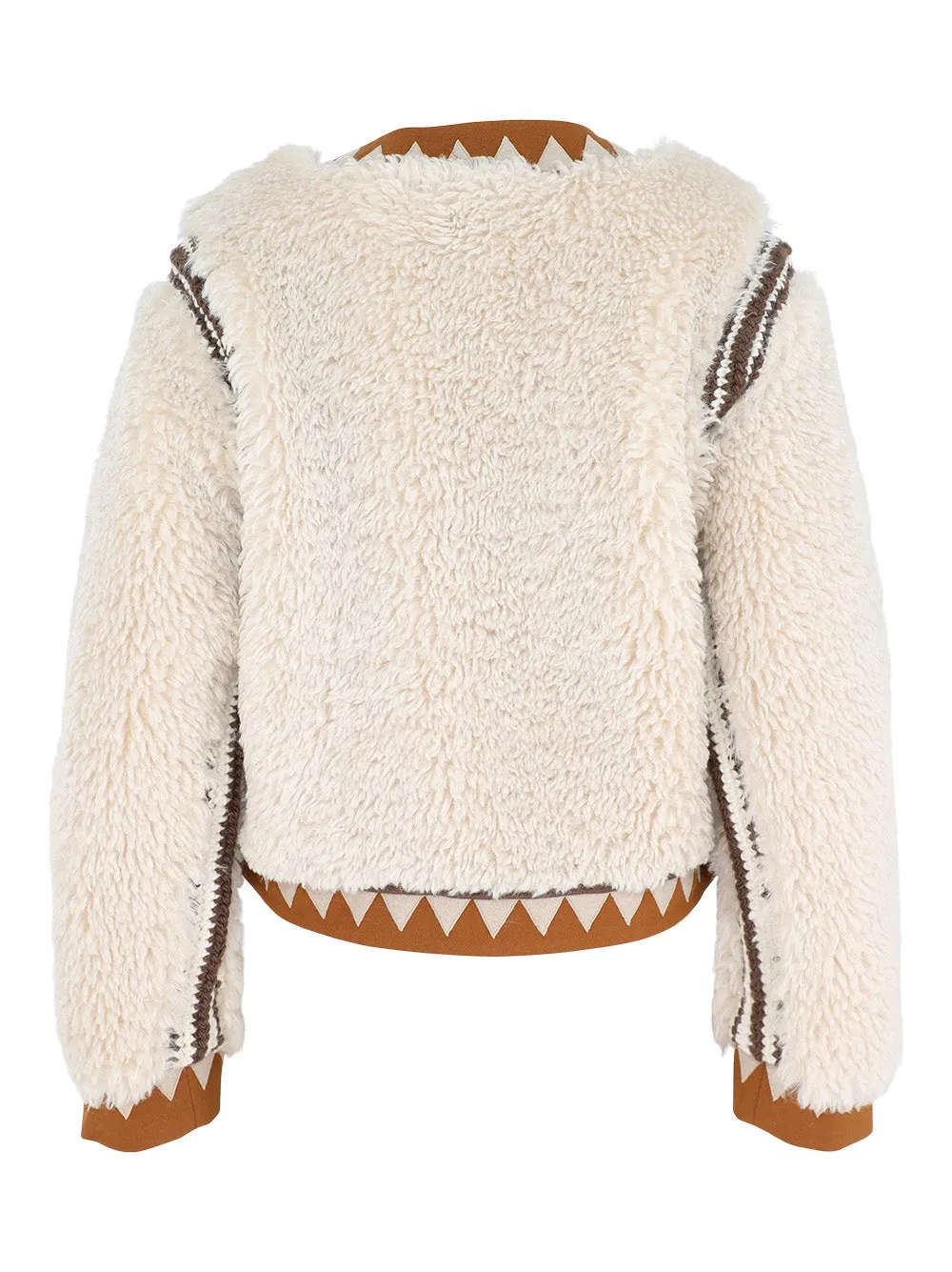 Sea Ginevra Faux Fur Applique Jacket in Cream